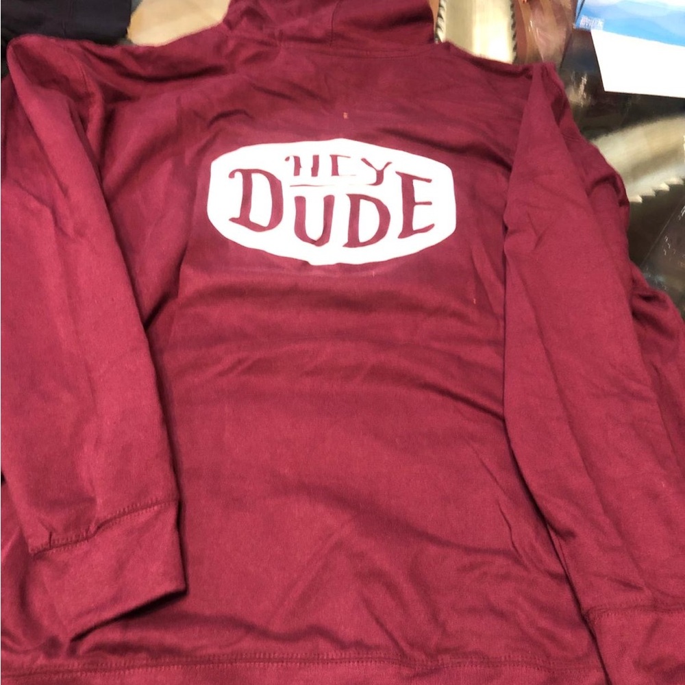 Hey Dude Red Sweater with Graphic Design